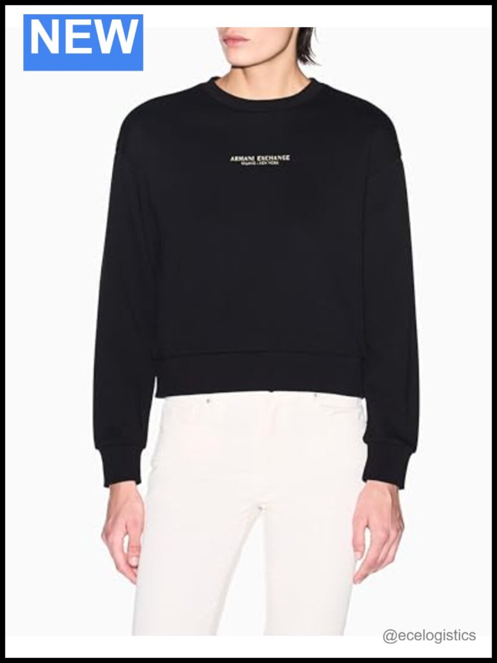 Armani Exchange Women's Long Sleeve 100% Cotton Crewneck Sweatshirt